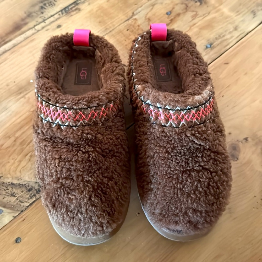 Ugg Tazz Braid Platform Slippers Hardwood Size 8